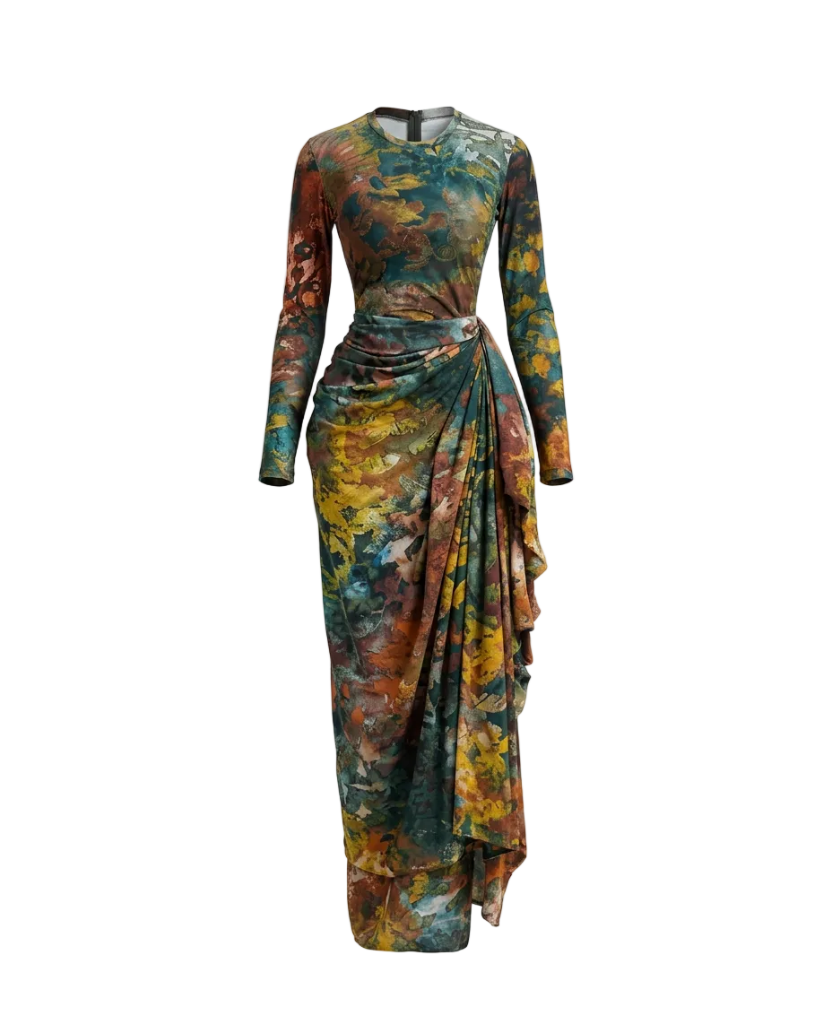 Vibrant Tie Dye Ruched Maxi Dress
