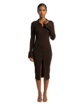 Espresso Rib-Knit Button-Front Dress
