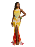 Radiant Printed Bodycon Maxi Dress