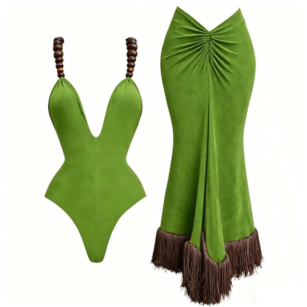 Free Spirit Beaded Fringe Bikini Set