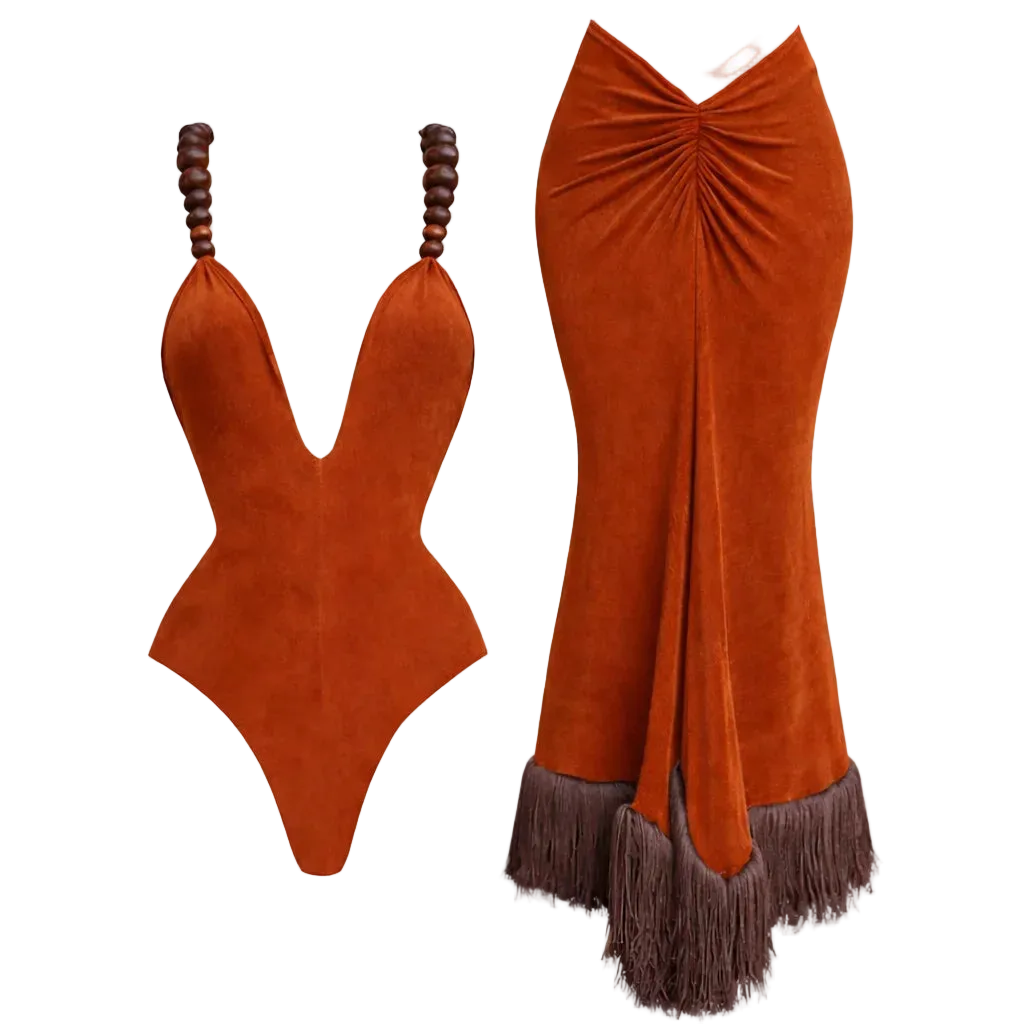 Free Spirit Beaded Fringe Bikini Set
