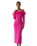 The Plume Fuchsia Column Gown