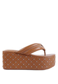 Quilted Rhinestone Platform Quilted Sandals