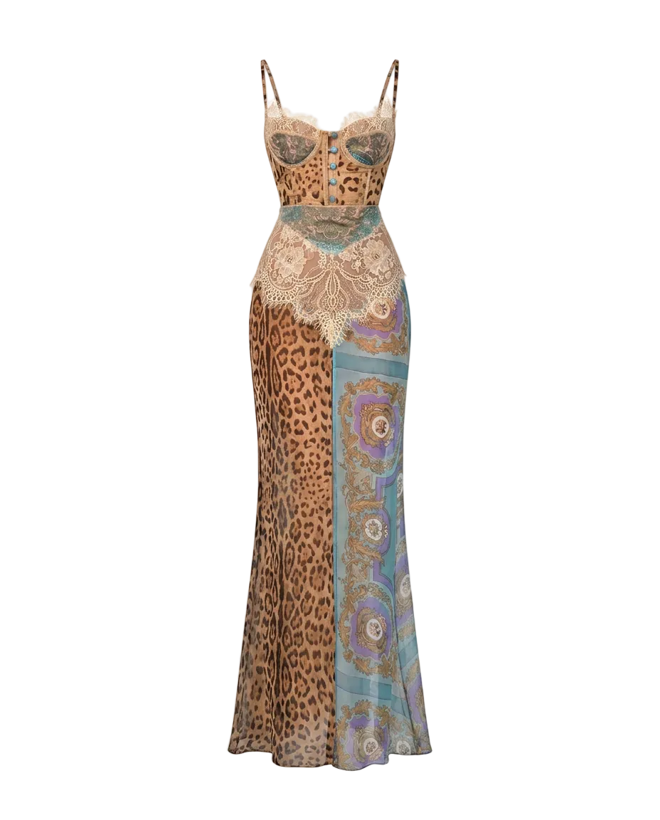 Audacious Lace Printed Maxi Dress