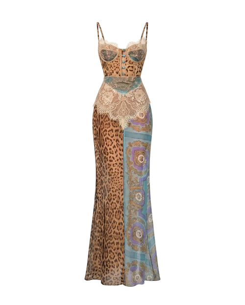 Audacious Lace Printed Maxi Dress